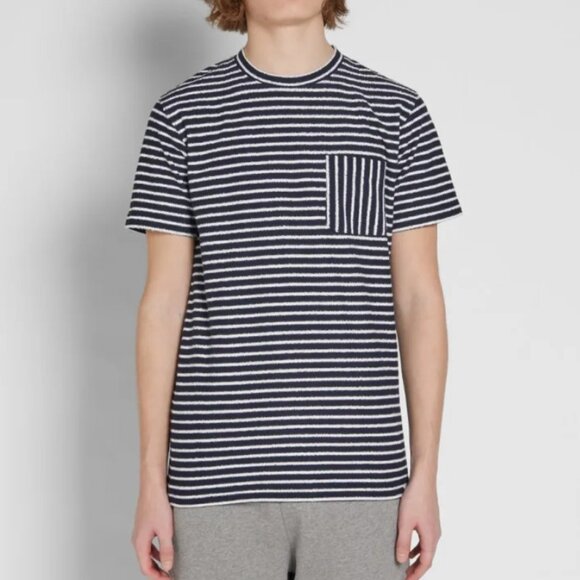Norse Projects Niels Pocket Tee Navy White Stripe Scandi Designer Mens Medium - Picture 1 of 16